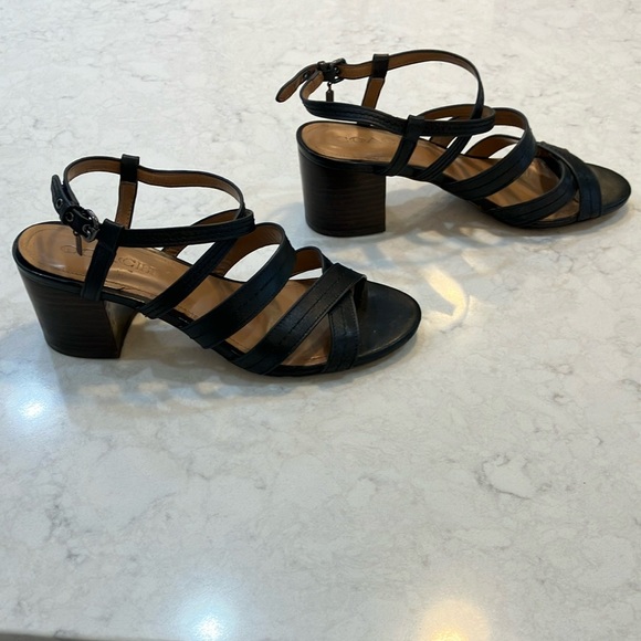 Women's Coach Terri Black Leather Strappy Sandals Chunky Heel Sz 7.5 W/Box- GUC - Picture 4 of 13
